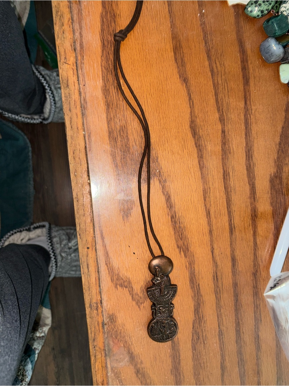 Men's Brown Leather Cord Pendant Necklace - Unbranded 12 1/4 inches